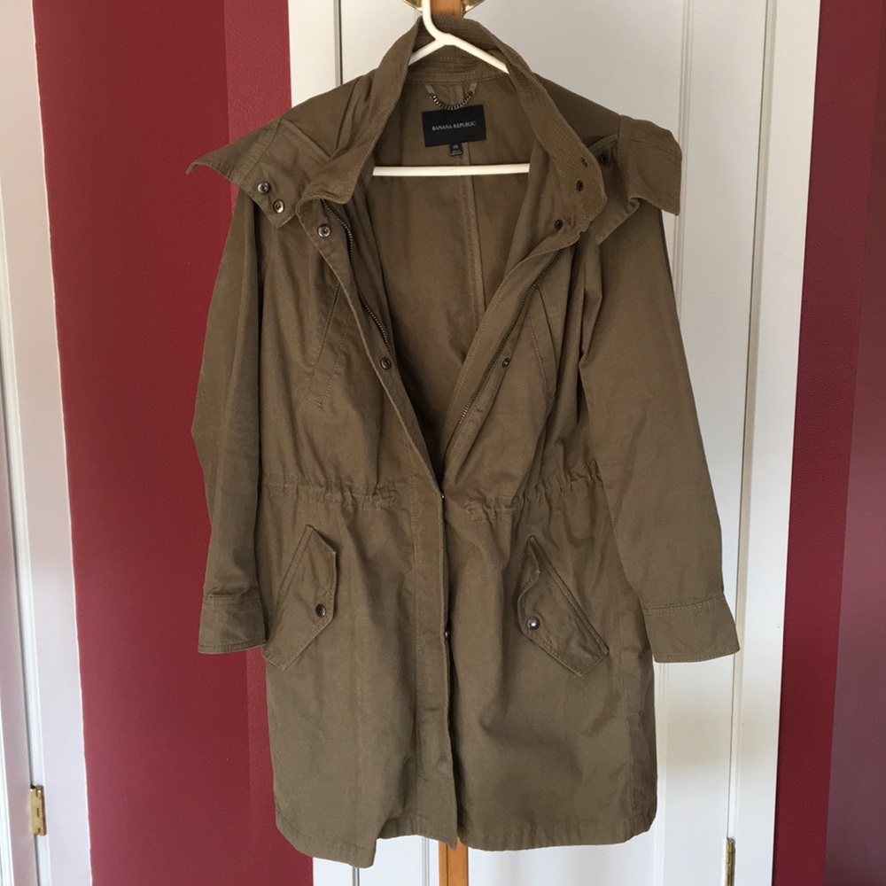 Army Green Cinched Waist Banana Republic Jacket